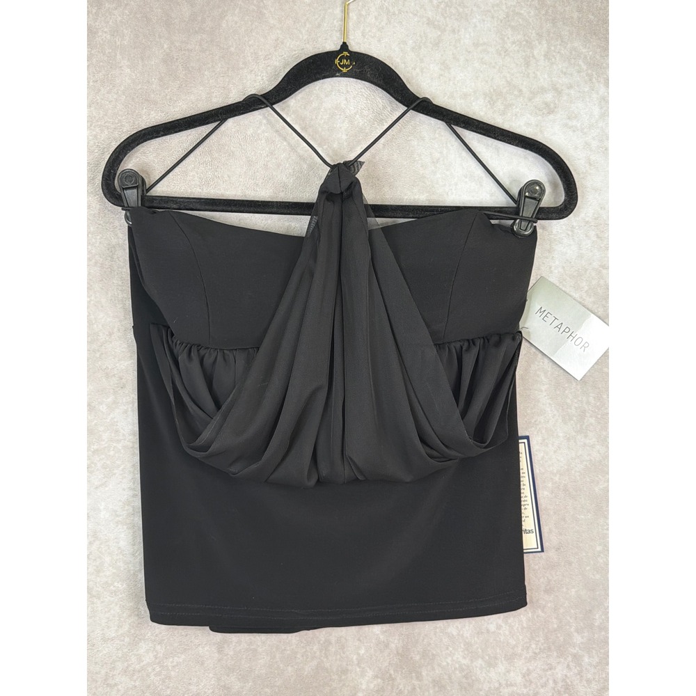 Metaphor Tube Top Womens Large Black Draped Mesh Special Occasion NWT